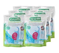 GUM Easy Floss Lot de 6 fils dentaires avec support