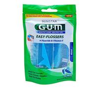 GUM Easy-Flossers Lot de 30 fils dentaires avec support