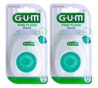 Gum® Fine floss fil dentaire cylindrique ciré Set(S) 2x55 m