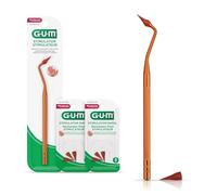 GUM Lot de stimulateurs, poignée permanente avec embout en caoutchouc pour masser et renforcer et 2 paquets de recharge, (poignée + 2 paquets de recharge)