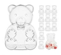 Gum-my Bear Lot de 12 boîtes à bonbons réutilisables en plastique transparent 7 cm pour Saint-Valentin, fête d'anniversaire et dragées