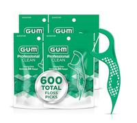 GUM Professional Clean Floss Picks - Extra Strong Shred-Resistant Floss, Easy Grip Handle - Dental Flossers for Adults - Fresh Mint Flavor, 150ct (4pk)