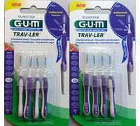 GUM Proxabrush Trav-ler 4 Brossettes Interdentaires 1512 Lot de 2