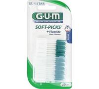 GUM Soft Picks LARGE Brossettes interdentaires avec fluorures, 40 pces