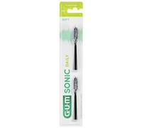 GUM Sonic Journalier 4110 de Rechange Remplaçable Dents Embouts Noir 2 Pcs Doux