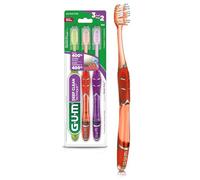 GUM Technique Deep Clean Lot de 3 brosses à dents avec manche quadri-grip Tête compacte et poils souples