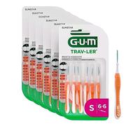 GUM TRAV-LER brossettes interdentaires | nettoyage en profondeur entre les dents | manche pliable | élimination de la plaque dentaire | 0.9mm, ISO 2 | Taille S | Lot de 6x6