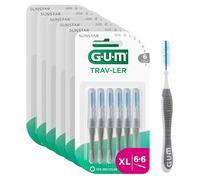 GUM TRAV-LER brossettes interdentaires | nettoyage en profondeur entre les dents | manche pliable | élimination de la plaque dentaire | 2.0mm, ISO 6 | Taille XL | Lot de 6x6