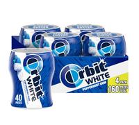 Gum WHITE Peppermint Sugar Free Chewing Gum, 40 Piece Bottle (4 Pack)