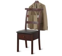 Gumatea Bois Valet De Chambre Portant Habits, Porte-manteau avec siège, chaise autoportante avec Un Cintre pour Veste, cintre majordome pour salle de bain, bureau, chambre à coucher
