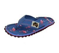 Gumbies Tongs bleues originales, fabriquées à partir de matériaux recyclés, semelle robuste en pneus de voiture recyclés, semelle intérieure douce en toile de coton, barre d'orteil confortable en