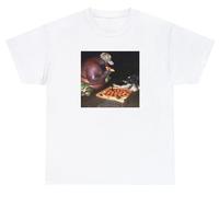 Gumbo Slice Eating A Slice of Pizza T-shirt humoristique Crocodile Alligator Meme Tee, Blanc, M