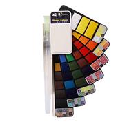 GUMEI 18/25/33/42 Ensemble de Peinture de Couleur Unie Aquarelle Pigment Portable Brosse Stylo Kit Art pour Artiste Portable