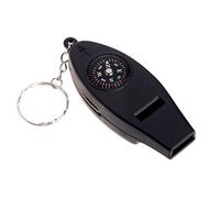 GUMEI 4 en 1 Sifflet de Survie Boussole Loupe Thermomètre Porte-clés Voyage EDC Multitool Outil de Navigation Compas de Survie en Plein Air