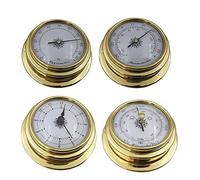GUMEI 4 Pouces 4 pièces/Ensemble thermomètre hygromètre baromètre Montres Horloge cuivre Coquille Zirconium Marine pour Station météo