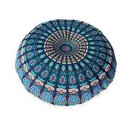 GUMEI 43/80 cm Rond Indien bohème Oreiller de Sol Housse de Coussin Mandala Pouf rétro