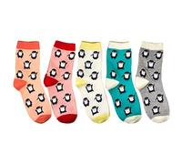GUMEI 5 Paires Mignon Dessin animé Pingouin imprimé Animal Femmes équipage Chaussettes Coton Bonneterie Cadeaux