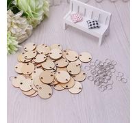 GUMEI 50 pièces disques Ronds en Bois tranches Anneau en métal pour Bricolage Anniversaire Conseil Calendrier Artisanat