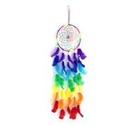 GUMEI Attrape-rêves coloré Attrape-rêves à la Main Arc-en-Ciel Traditionnel Plume Suspendus Maison décoration Murale Enfant Chambre Ornement Artisanat