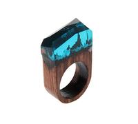 GUMEI Bague en résine de Bois Faite à la Main avec Paysage de forêt secrète à l'intérieur de Bijoux