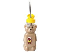 GUMEI Belle Bande dessinée Ours Paille Tasse Bouteille d'eau avec Couvercle étanche Maison Voyage Couples Enfants Festival Cadeau 250 ML