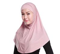 GUMEI Femmes 2 pièces Couleur Unie Amira Jersey Musulman Hijab Coton Doux Extensible Foulard avec Tube intérieur sous-Foulard Capuchon