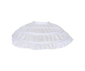 GUMEI Jupon Enfants Filles 3 Cerceaux en Acier Blanc Robe De Mariée avec Ceinture Élastique Cordon A-Ligne Jupe Volants Bord, 60cm-90cm