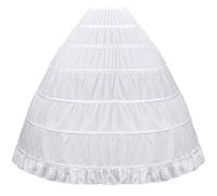 GUMEI Jupon Femmes A-Ligne Crinoline 6 Cerceaux Robe De Mariée Slip Jupon À Volants Robe sous-Jupe
