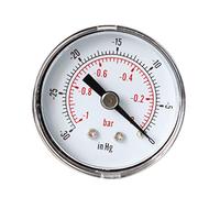 GUMEI Manomètre à Vide pour air, mazout ou Eau 40 mm 0/30 "HG et 0 / -1 Bar 1/8" BSPT Retour
