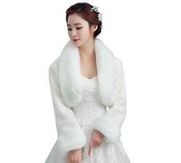 GUMEI Mariage Châles Et Wraps Femmes Vintage Blanc en Peluche Wrap De Mariée Étole Châle À Manches Longues Soirée Cape Shrug Princesse Épaissie Veste De Mariage Chaud