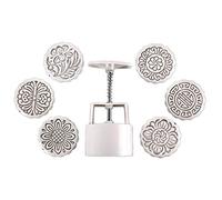 GUMEI Mooncake Moule, Vokee 100g Mooncake Barrel Moule avec 6 pcs Fleur Timbres Main Presse Lune Gâteau Pâtisserie pour DIY Presse Moule