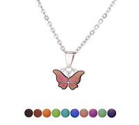 GUMEI Papillon Pierre précieuse Changement de Couleur Pendentif d'humeur Collier de Sentiment d'émotion Magique