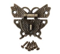 GUMEI Rétro Vintage Papillon Loquet Moraillon Boîte à Bijoux en Bois Cas Serrure Pad Serrure Poitrine