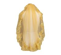 GUMEI Voile de Mariage Femmes Maille Douce métallisé Or Paillettes brodé Dentelle Vintage mantille Voile de Mariage Couvre-Chef avec Peigne Costume de fête