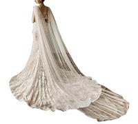 GUMEI Voile De Mariage Femmes Tulle Cathédrale Longueur De Plancher De Mariage Capes Épaule Imitation Cristal Bijoux Floral Appliques De Mariée Long Wraps Cape Blanc, 300x150cm