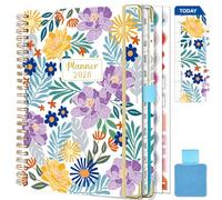 Gumiho Agenda Semainier 2026 Spirale - A5 Planner (Janvier-décembre 2026)-Agenda Scolaire Avec boucle de stylo,Règle Signet & Autocollants de plan (Violet)