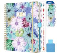 Gumiho Agenda Semainier 2026 Spirale - A5 Planner (Janvier-décembre 2026)-Agenda Scolaire Avec boucle de stylo,Règle Signet & Autocollants de plan (bleu)