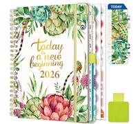Gumiho Agenda Semainier 2026 Spirale - A5 Planner (Janvier-décembre 2026)-Agenda Scolaire Avec boucle de stylo,Règle Signet & Autocollants de plan (Vert clair)