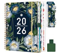 Gumiho Agenda Semainier 2026 Spirale - A5 Planner (Janvier-décembre 2026)-Agenda Scolaire Avec boucle de stylo,Règle Signet & Autocollants de plan (Vert-19)