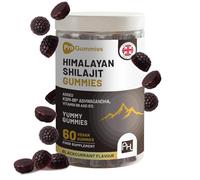 Gummies au Shilajit de l'Himalaya 3000 mg avec Ashwagandha KSM-66, Vitamines B6 et B12 - 60 Gummies Véganes | Shilajit de l'Himalaya Pur pour Hommes et Femmes - Saveur Cassis