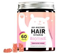 Gummies Biotine Ah-mazing Hair - Vitamines pour les Cheveux, la Peau et les Ongles - 5000 µg de Biotine, Zinc, Vitamines B6, B9, C, E - 60 Unités (2 Mois), Vegan, Sans Sucre, Bears with Benefits