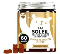 Gummies Bronzage 1, 2, 3 Soleil - Prépare et Active le Bronzage - Vitamines C, E, Bêta-Carotène, Calcium et Cuivre - 60 Unités (1 Mois) - Sans Sucre, Vegan - Bears with Benefits
