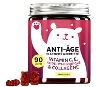 Gummies Collagène & Acide Hyaluronique Anti-Âge Vitamins - Soutien Beauté Antioxydant - 2 500 mg de Collagène, Acide Hyaluronique, Vitamine C, E, CoQ10 - 90 unités, Sans Sucre, Bears with Benefits