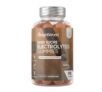 Gummies Electrolyte sans Sucre, 90 Gummies, 448mg par Portion - 5 Électrolytes : Potassium Calcium Magnésium Sodium Chlorure - Arôme Naturel Pêche, sans OGM, sans Gluten - Fabriqué par WeightWorld
