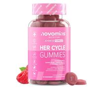 Gummies Her Cycle | 60 Gummies | 500 Millions UFC | Novomins | Multivitamines pour Femmes | Vitamine B6, Magnésium | Végan & Sans Gluten | Goût Framboise