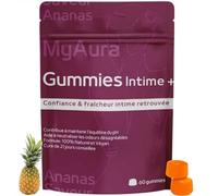 Gummies Intime Ananas,Qualité Premuim,Marque française,probiotique flore intime Equilibre féminin, Équilibre PH,Neutralise les odeurs,100% naturel & Vegan,60 Gummies