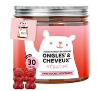 Gummies Kératine - Jusqu'au bout des ongles - Ongles & Cheveux - avec Vitamine C, E, Biotin, Zinc, Selenium, Cuivre - Sans Sucre et Vegétarien - 30 pièces (1 mois) - Bears with Benefits