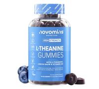 Gummies L-Théanine 200 mg | Mélisse & Vitamine B6 | 60 Gummies | Novomins | Complément de L-Théanine pour la Concentration | Végan & Sans Gluten | 1 Mois de Cure