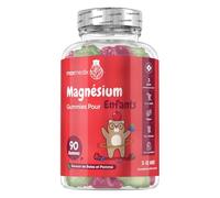 Gummies Magnésium Enfant 90 Gommes Vegan pour 3 Mois Saveurs Pomme & Baies Mélangées - 727mg Citrate de Magnesium, Alternative aux Comprimés et Gélules dès 3 Ans