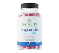 Gummies Magnésium | Ultra Concentrés : 150 mg de Magnésium élément par Gummy | Sommeil - Stress - Fatigue | Jusqu’à 2 mois de Cure | 60 Gummies avec Vitamine B6 | Made in France | Terravita